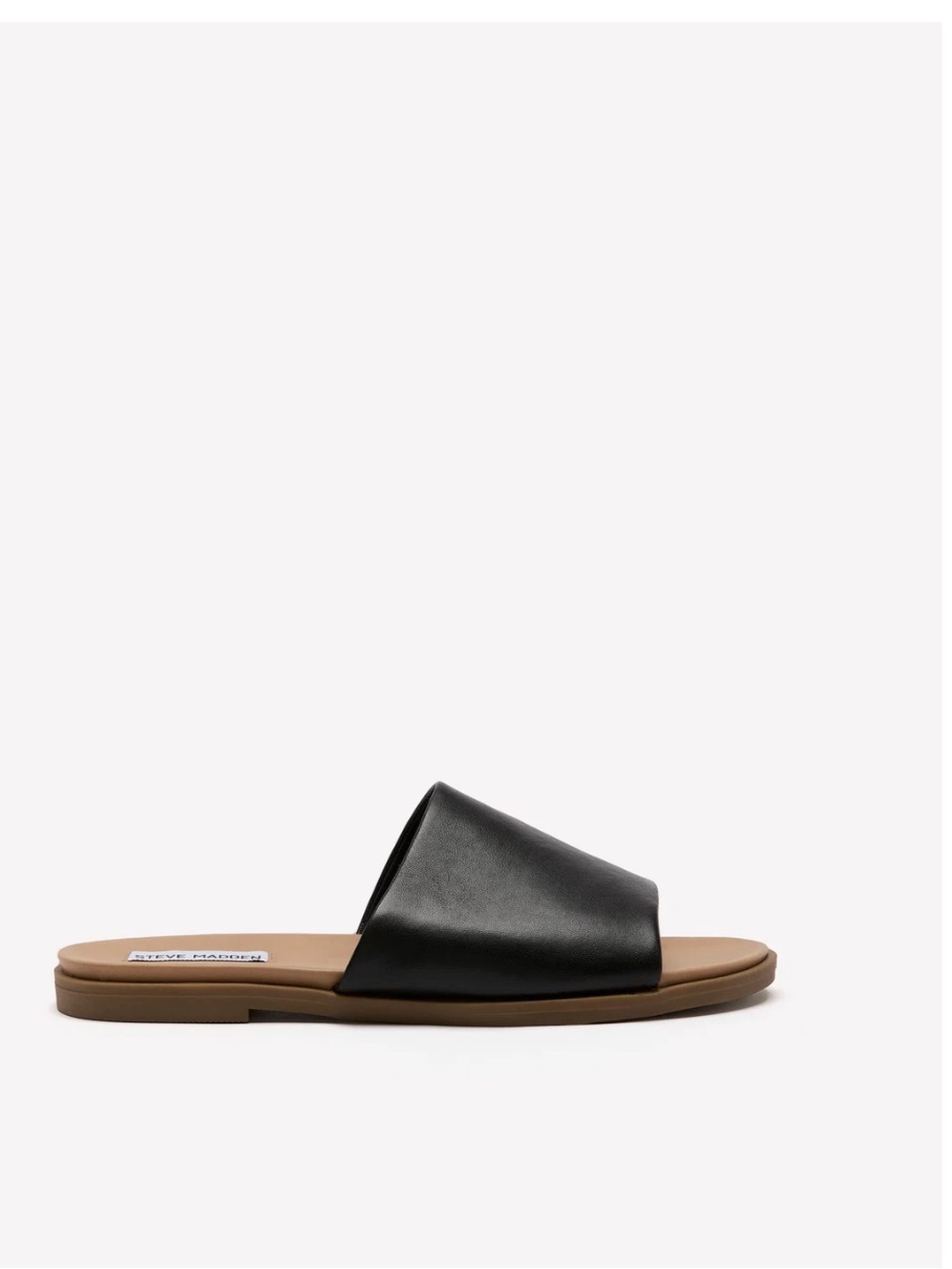 NWOT Steve Madden Genuine Leather Karolyn Slides Women’s 8 Wide Black Sandal